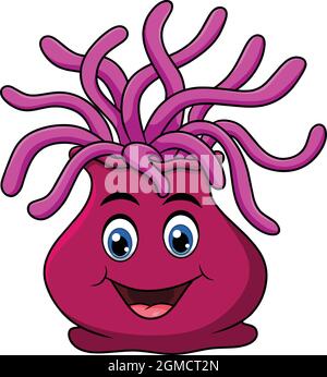 Cute Sea Anemone cartoon vector illustration Stock Vector