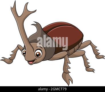 Cute Rhinoceros beetle cartoon vector illustration Stock Vector