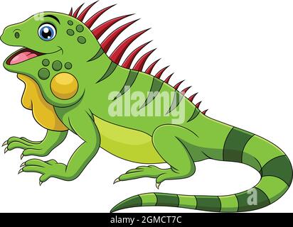 Cute Iguana cartoon vector illustration Stock Vector