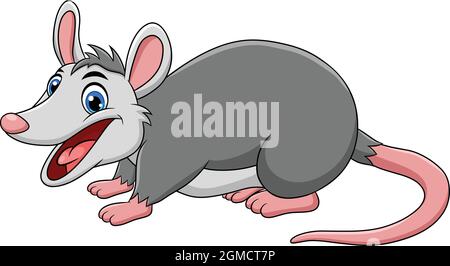 Cute Possum animal cartoon vector illustration Stock Vector