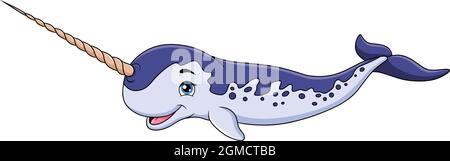 Cute Narwhal cartoon vector illustration Stock Vector
