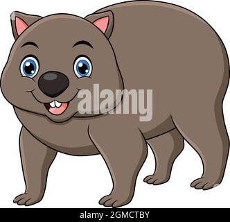 Cute Wombat animal cartoon vector illustration Stock Vector