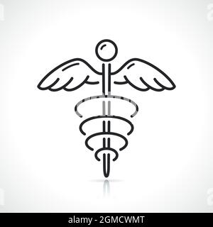 medical caduceus thin line illustration isolated design Stock Vector