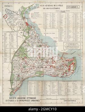 Constantinople Map, Old Constantinople Map, Retro Constantinople Map, Vintage Constantinople Map, Map of Constantinople, Istanbul Map, Old Istanbul Stock Photo