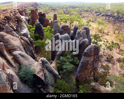 Aerial view of  rock formations, Western Lost City, Limmen National Park, Northern Territory, Australia Stock Photo