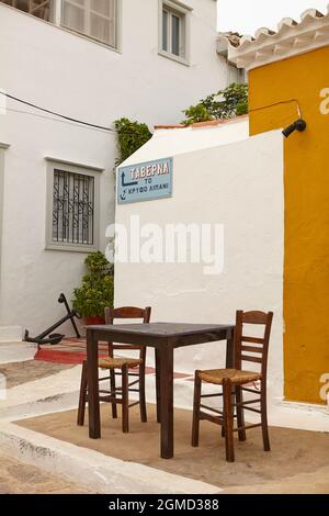 Taverna at Hydra Greece Stock Photo