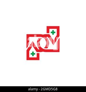 letter pd plus medical overlapping line logo vector Stock Vector