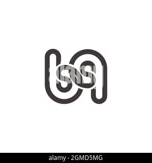 letter bq linked overlapping 3d flat line logo vector Stock Vector