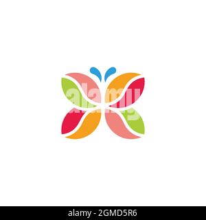 curves colorful butterfly simple geometric logo decoration vector Stock Vector