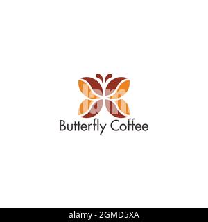 butterfly coffee bean symbol geometric logo vector Stock Vector
