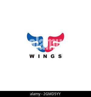 letter v colorful wings fly symbol logo vector Stock Vector