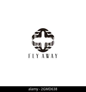 circle geometric curves wings circle logo vector Stock Vector
