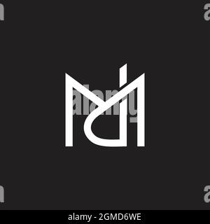 letter md simple linked overlap geometric line logo vector Stock Vector