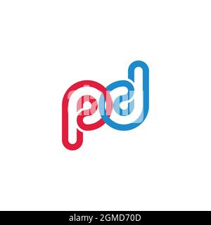 letter pd linked overlapping thin line geometric logo vector Stock Vector
