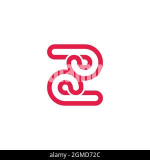 number two loop thin line geometric symbol logo vector Stock Vector