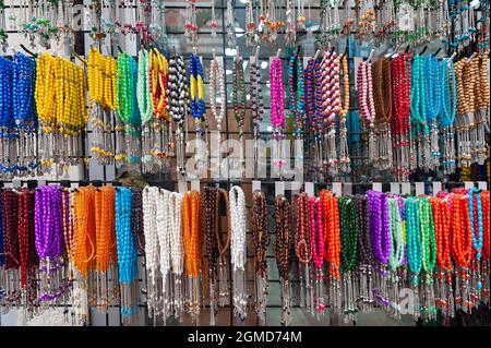 Colorful beads, colorful bracelets, colorful rosaries, natural stone Stock Photo