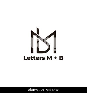 letter mb simple linked geometric line logo vector Stock Vector