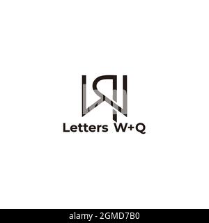 letter wq simple linked line geometric logo vector Stock Vector