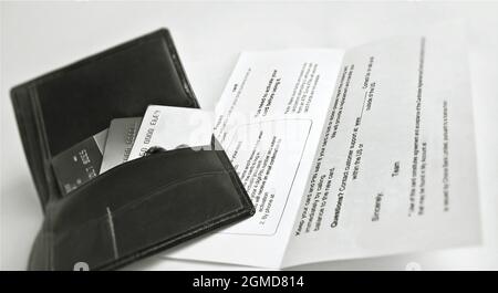 wallet with cards and instruction for activation Stock Photo