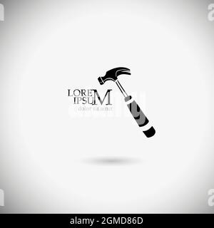 Logo monochrome hammer. Vector illustration Stock Vector