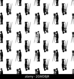 Man surveyor pattern seamless background texture repeat wallpaper geometric vector Stock Vector