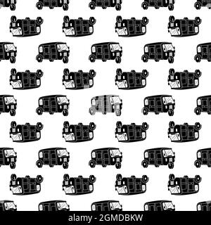 Indian tricycle pattern seamless background texture repeat wallpaper geometric vector Stock Vector