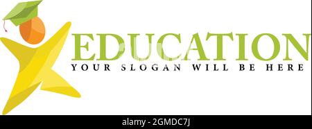 Education people graduation cap logo design Stock Vector
