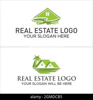 Real estate home eco friendly logo design Stock Vector
