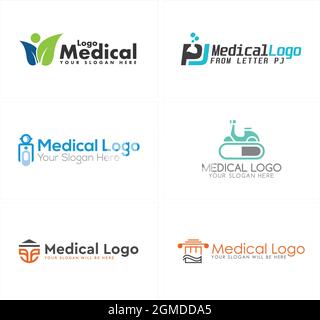 Medical pharmacy medicine delivery service logo design Stock Vector