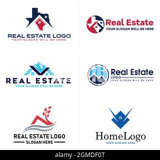 A set of real estate home icon logo design Stock Vector