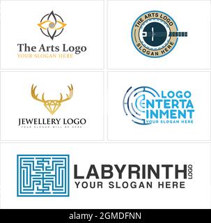 Entertainment production jewelry diamond horn deer logo design Stock Vector