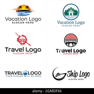 A set of travel vacation logo design Stock Vector