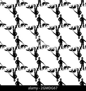 Blind man with dog pattern seamless background texture repeat wallpaper geometric vector Stock Vector