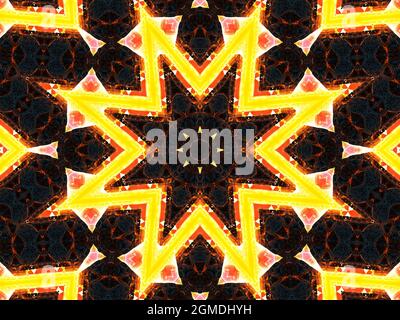 Camouflage star kaleidoscope seamless fabric texture bright modern pattern design. decoration colorful star kaleidoscope symmetry texture. scarf, clot Stock Photo