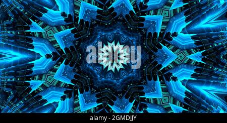 Colorful Kaleidoscopic Background - Beautiful Geometrical Symmetry, Chakra Rainbow Color Energy Series. Stock Photo