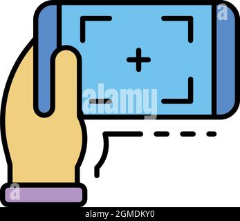 Smartphone target drone icon. Outline smartphone target drone vector icon color flat isolated Stock Vector