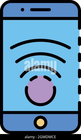 Smartphone drone location icon. Outline smartphone drone location vector icon color flat isolated Stock Vector