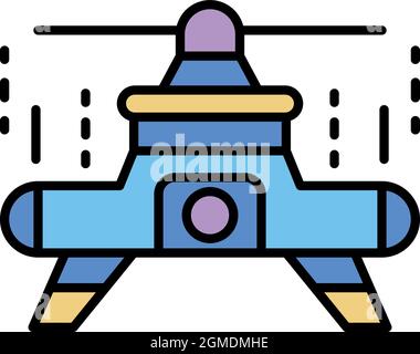 One propeller drone icon. Outline one propeller drone vector icon color flat isolated Stock Vector