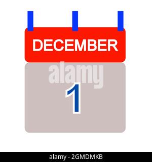 calendar tab with December 1st - illustration Stock Photo