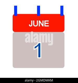 calendar tab with June 1 - illustration Stock Photo