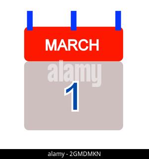 calendar tab with March 1 - illustration Stock Photo