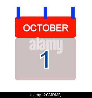 calendar tab with October 1 - illustration Stock Photo