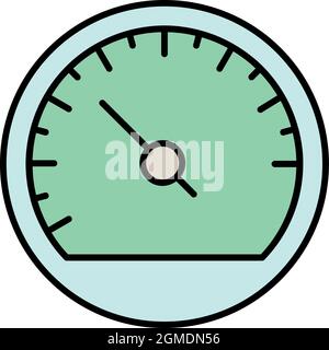 Car speedometer icon. Outline car speedometer vector icon color flat isolated Stock Vector