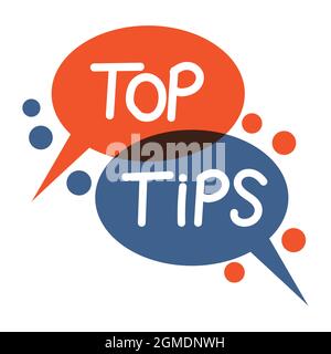 Top tips, speech bubble text hint frequently asked questions Stock Vector