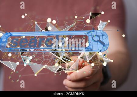 Interface web application in a hand Stock Photo