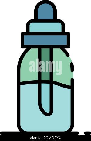 Electric cigarette liquid bottle icon. Outline electric cigarette liquid bottle vector icon color flat isolated Stock Vector