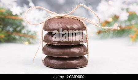 Nurnberg elisen gingerbread, traditional german christmas sweets, Lebkuchen, chocolate coatded Stock Photo