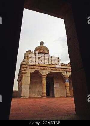 carving at chandragiri hills jain temple hassan karnataka Stock Photo