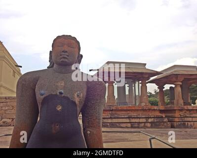 carving at chandragiri hills jain temple hassan karnataka Stock Photo