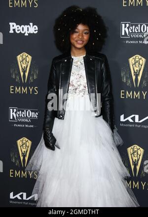 North Hollywood, USA. 17th Sep, 2021. NORTH HOLLYWOOD, LOS ANGELES, CALIFORNIA, USA - SEPTEMBER 17: Actress Mychal-Bella Bowman arrives at the Television Academy's Reception To Honor 73rd Emmy Award Nominees held at The Academy of Television Arts and Sciences on September 17, 2021 in North Hollywood, Los Angeles, California, USA. (Photo by Xavier Collin/Image Press Agency/Sipa USA) Credit: Sipa USA/Alamy Live News Stock Photo